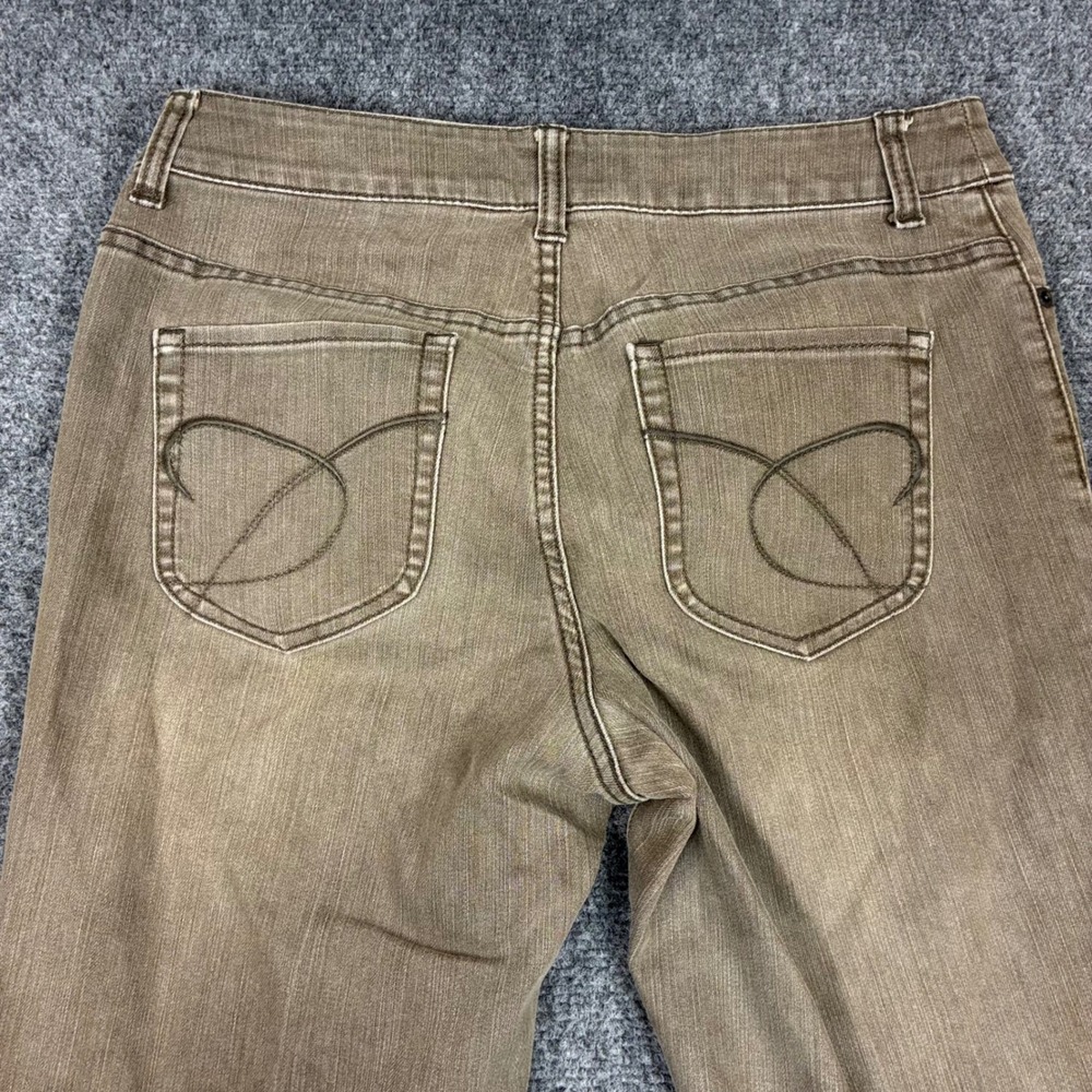 Chicos Platinum Denim Jeans Womens Size 0.5 Short 30x28 Taupe Brown Straight Leg